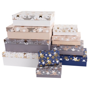 Набор коробок Мириады звезд, Ассорти, Металлик, 37*27*11 см, 4 шт. в упак. 
