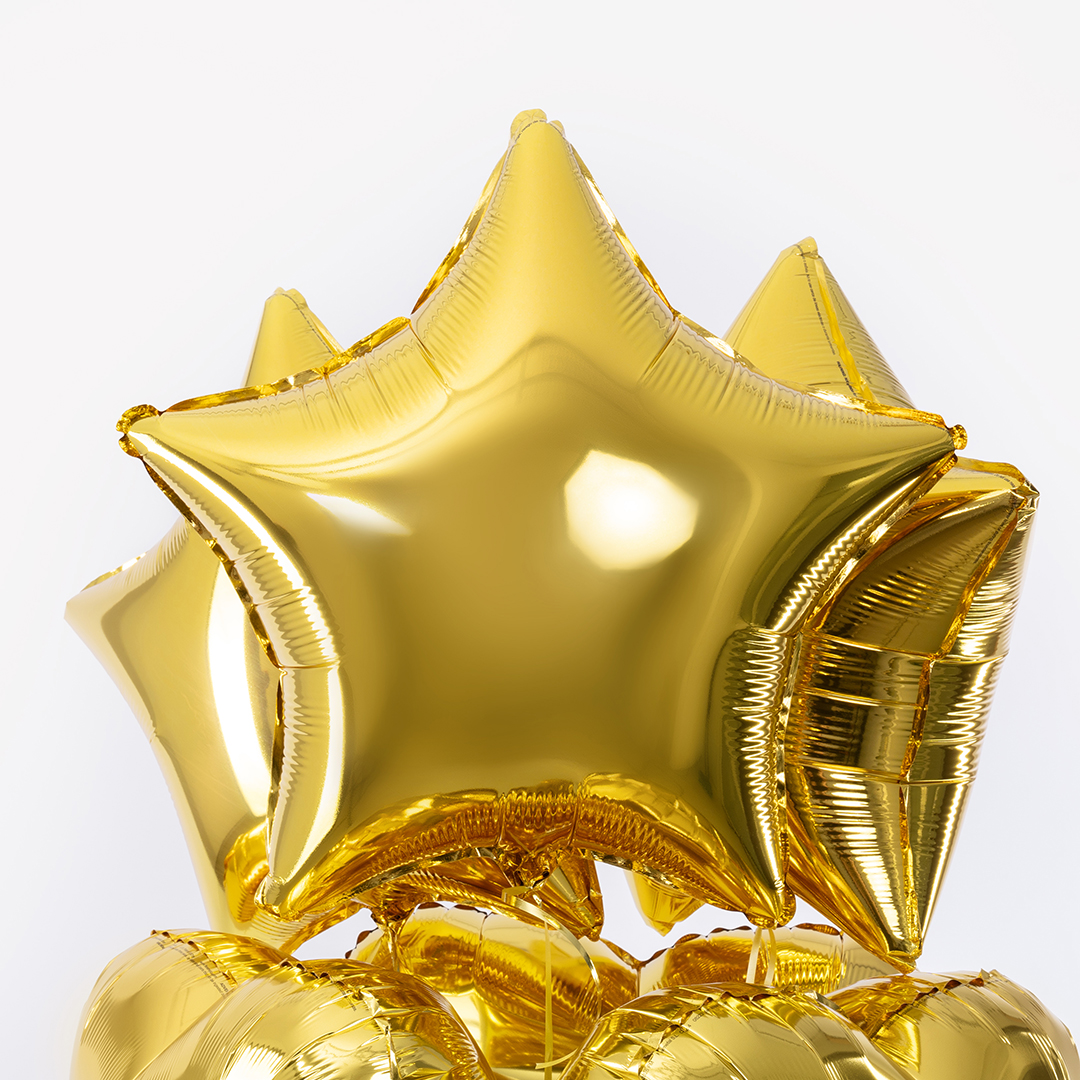 Шар (18''/46 см) Звезда, Золото, 1 шт.