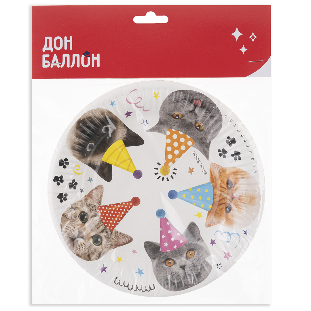 Тарелки (7''/18 см) Котики, 6 шт.