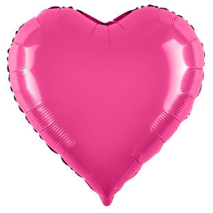 Шар (18''/46 см) Сердце, Ярко-розовый, 1 шт.
