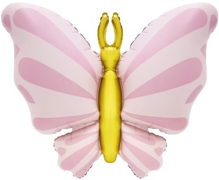 Шар (34''/86 см) Фигура, Изящная бабочка, Розовый, Сатин, 1 шт.