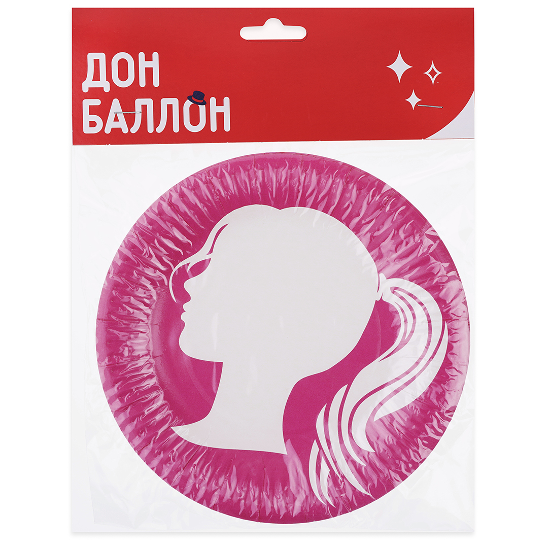 Тарелки (7''/18 см) Красотка, Розовый, 6 шт.