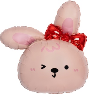 Шар (28''/71 см) Фигура, Зайка с бантиком, 1 шт.