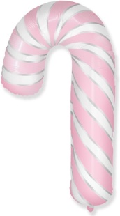 Шар (12''/30 см) Мини-фигура, Леденец трость, Розовый, 1 шт.