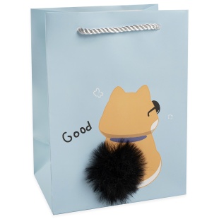 Пакет подарочный, 210гр, Пушистые хвостики, Дизайн №1, 33*25*12 см, 1 шт.