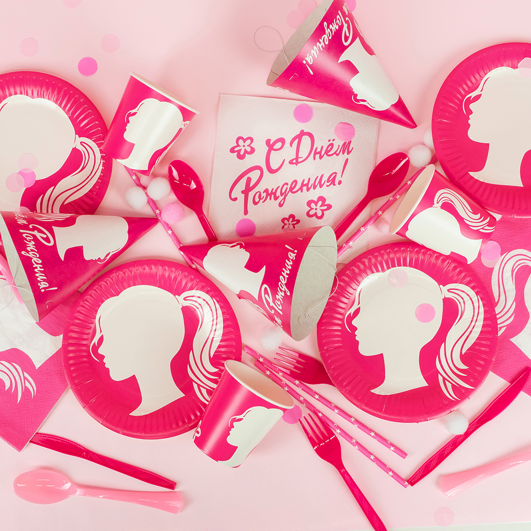 Тарелки (7''/18 см) Красотка, Розовый, 6 шт.