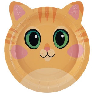 Тарелки (7''/18 см) Объемные Ушки, Котик, 6 шт.