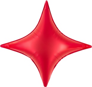 Шар (31''/79 см) Звезда, 4х-конечная, Сириус, Красный, Сатин, 1 шт.