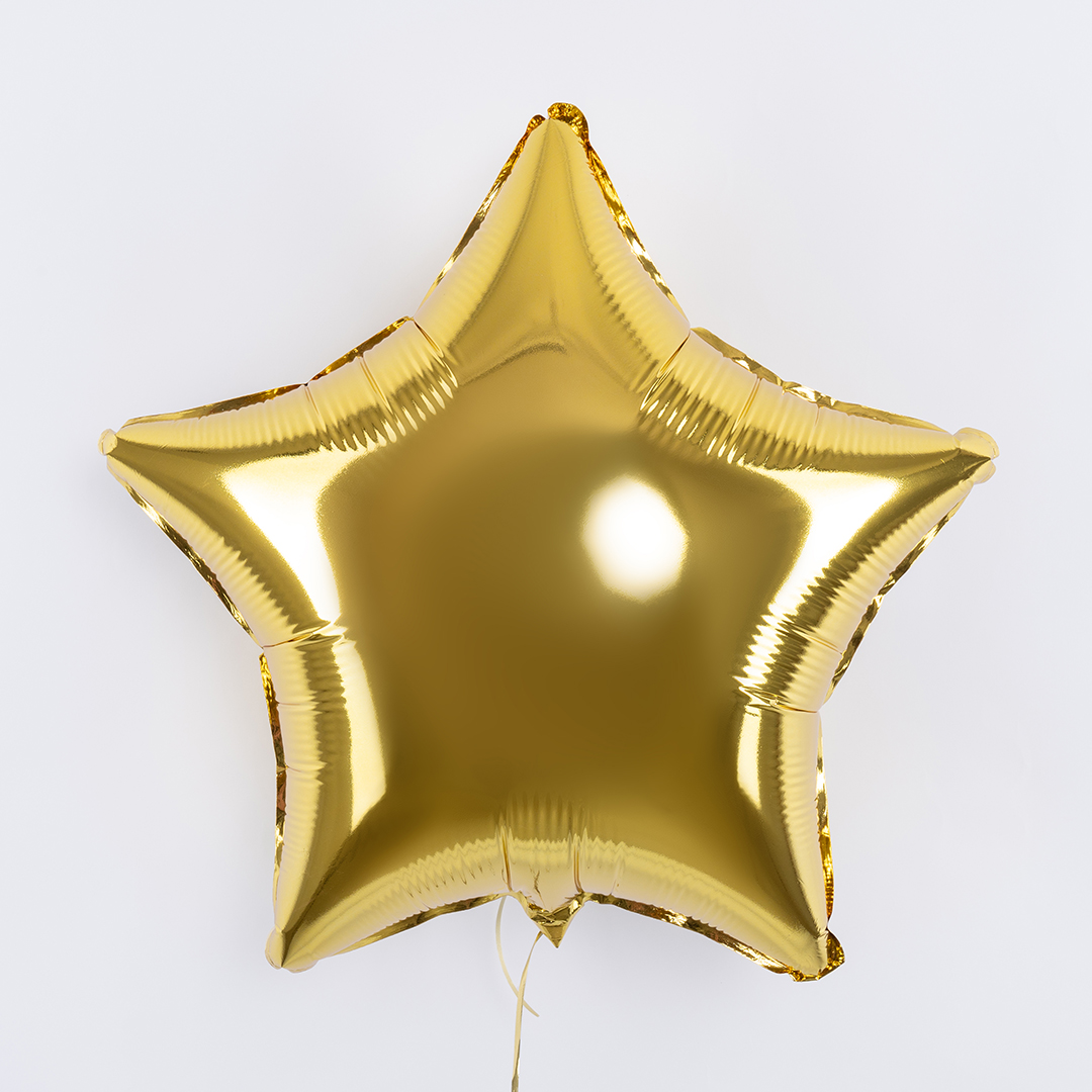 Шар (18''/46 см) Звезда, Золото, 1 шт.