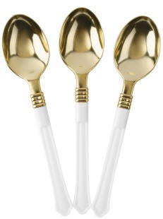 Ложки, Элегант, Белый/Золото, Металлик, 17,5 см, 10 шт. в упак. 