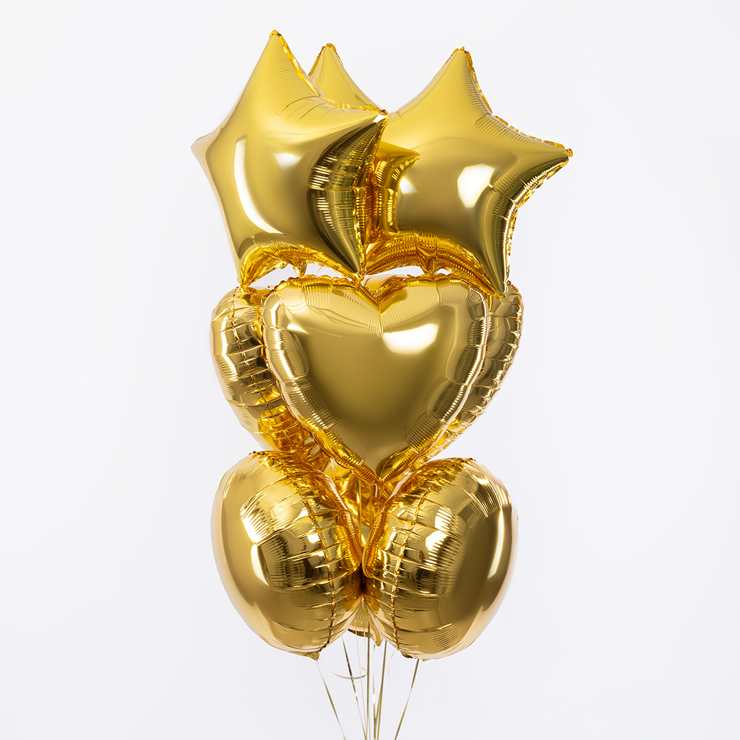 Шар (18''/46 см) Звезда, Золото, 1 шт.
