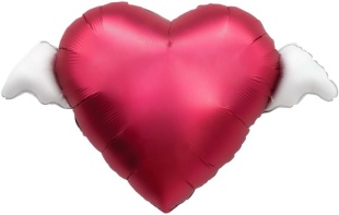 Шар (15''/38 см) Мини-сердце, Твоя любовь окрыляет, 1 шт.