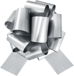 Бант Шар, Серебро, Матовый металл, 21 см, 1 шт. в упак. 