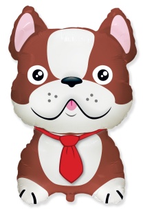 Шар (12''/30 см) Мини-фигура, Бульдог, Коричневый, 1 шт.