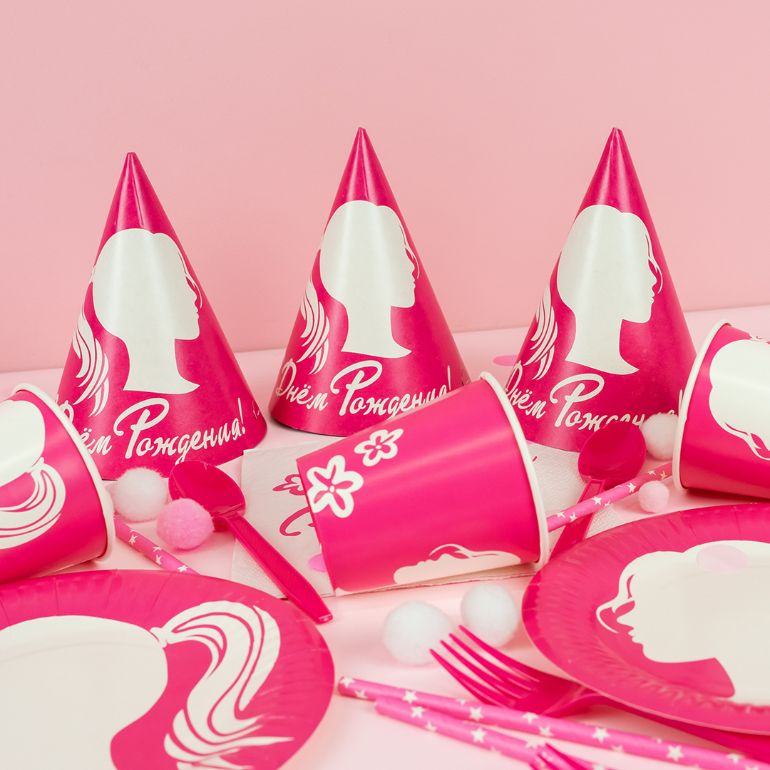 Тарелки (7''/18 см) Красотка, Розовый, 6 шт.