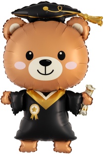 Шар (38''/97 см) Фигура, Мишка Выпускник, 1 шт. в уп.