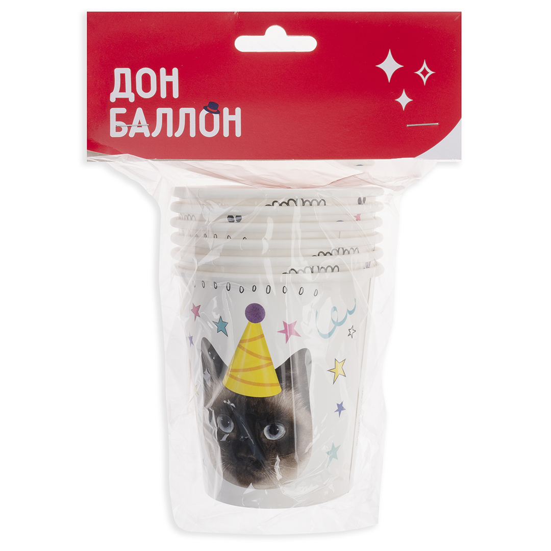 Стаканы (250 мл) Котики, 6 шт.