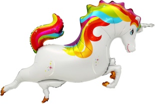 Шар (37''/94 см) Фигура, Радужный единорог, 1 шт. в уп.