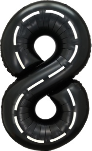 Шар (40''/102 см) Цифра, 8 Пит-Стоп, Черный, 1 шт. в уп.