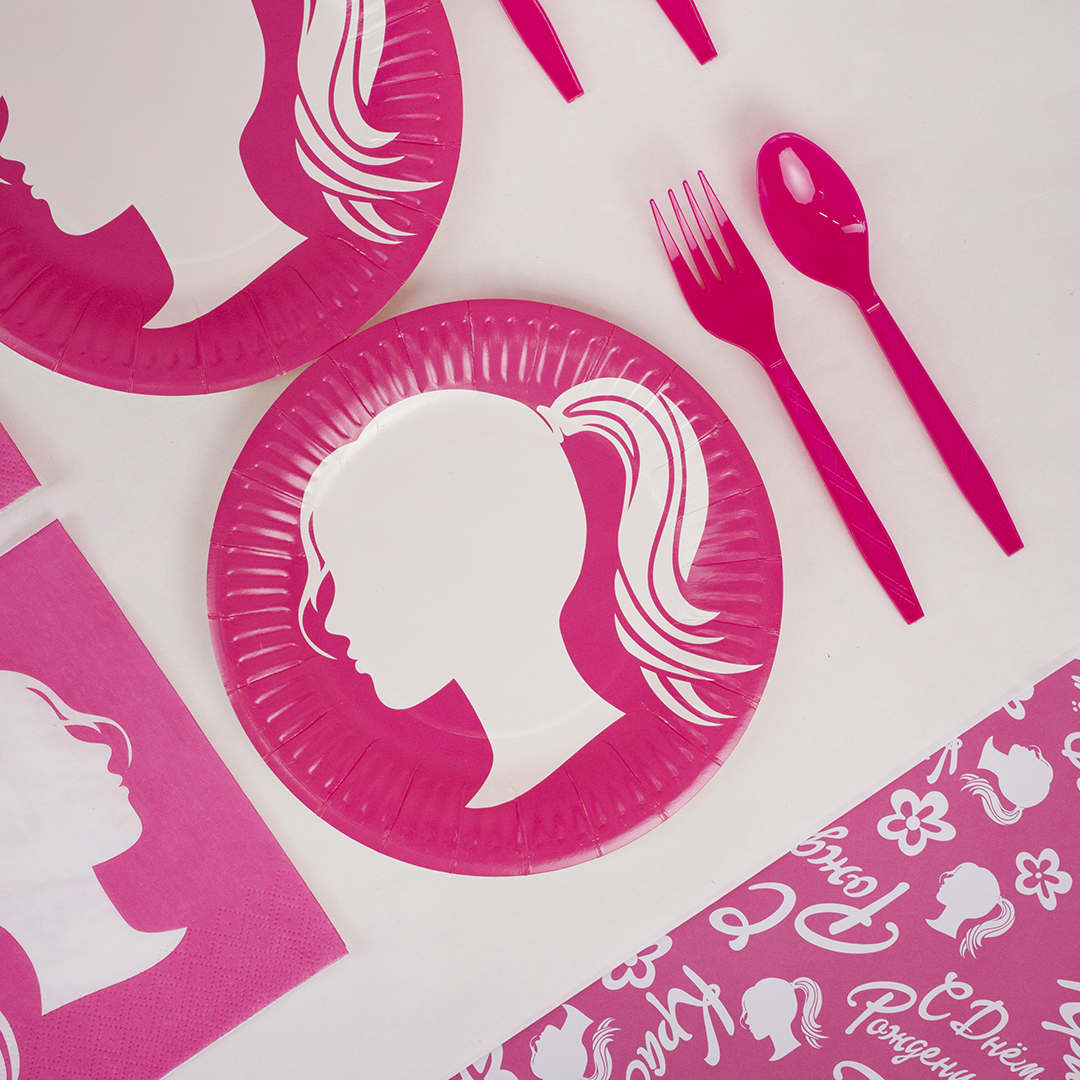 Тарелки (7''/18 см) Красотка, Розовый, 6 шт.