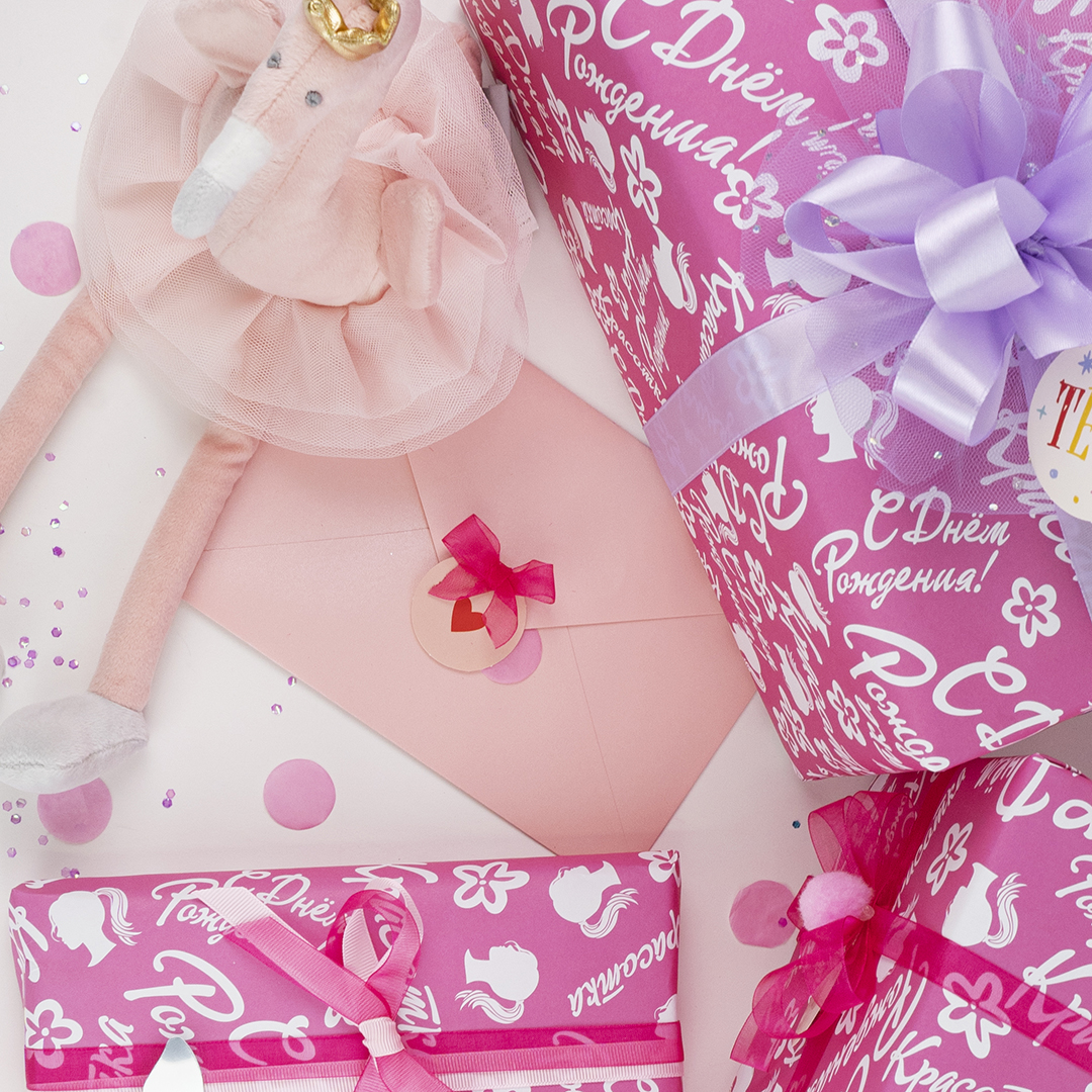 Упаковочная бумага 80гр (0,7*1 м) Красотка, Розовый, 10 шт.